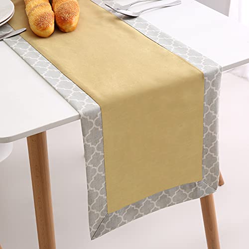EXPECTLAND Table Runner Geometric Trellis Reversible Dresser Scarves 14x72 Natural Farmhouse Centerpieces for Tables Dresser Dining Room Table Cover for Birthday Party Wedding Home Décor
