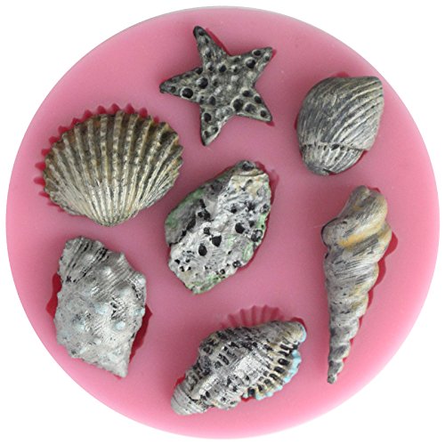 Funshowcase Assorted Sea Star Seashells Silicone Candy mold for Sugarcraft Chocolate Fondant Resin Polymer Clay Soap Making