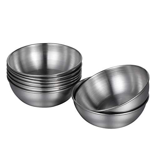 Hemoton 8pcs Stainless Steel Sauce Dishes Round Seasoning Dishes Sushi Dipping Bowl Saucers Bowl Mini Appetizer Plates Seasoning Dish Saucer Plates 315 Inch