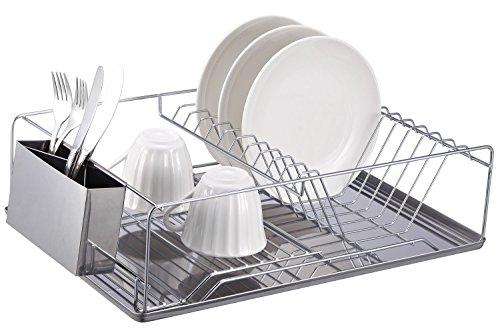 Home Basics Chrome Dish Rack with Stainless Steel Tray