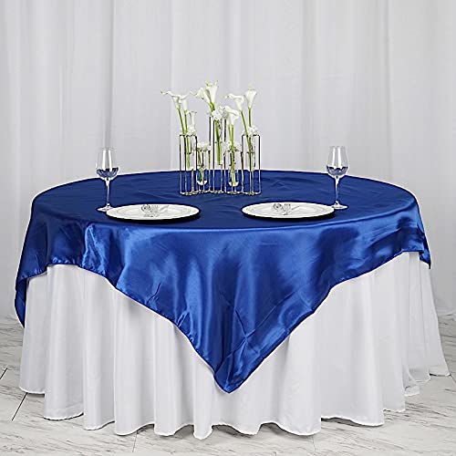 BalsaCircle 10 pcs 72x72 inch Royal Blue Square Tablecloth Satin Table Overlays Linens for Wedding Table Cloth Party Reception Events Kitchen Dining