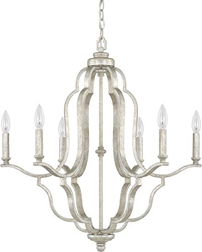 Capital Lighting 4946AS000 Blair Metal Candle Chandelier 6Light 360 Total Watts 29H x 27W Antique Silver