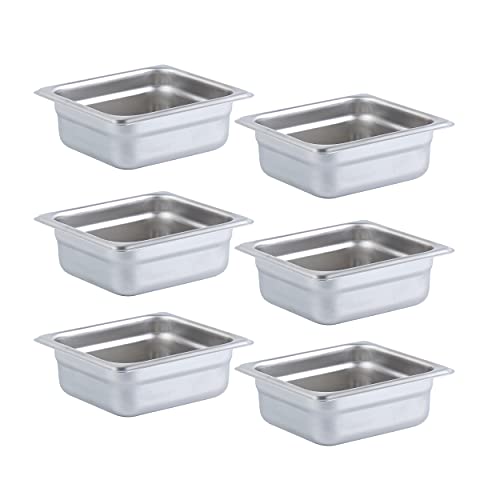 HOCCOT 6 Pack Pans 16 Size 26 Deep 304 Stainless Steel Commercial Hotel Pan Steam Table Pan Catering Food Pan