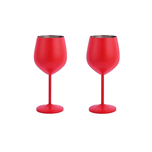 Wine Glasses 188 Stainless Steel Set of 2 AgHook 16 Oz Stemmed Wine Goblets BPA Free Copper Coated Shatterproof Elegant Tone Drinkware for Champagne and Cocktails Great for Daily Formal Party