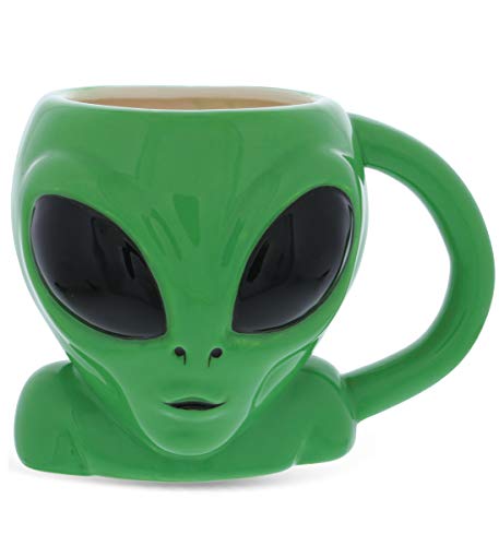 Mugniv Green Alien Cartoon Novelty Mug Ceramic Cute Coffee Mugs  Tea Cup Cool  Unique UFO Shaped Alien Mug for Coffee Lovers Gifts Kids Mugs For Hot Chocolate Space Decor Kitchen Cups  17 Oz