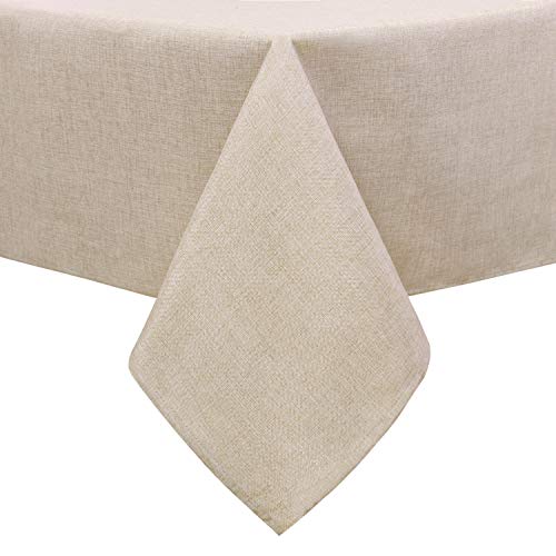Hiasan Faux Linen Rectangle Tablecloth  Wrinkle and Stain Resistant Washable Table Cloth for Kitchen Dining Room Holiday Table Cover for Party Dinner Beige 54 x 108 Inch