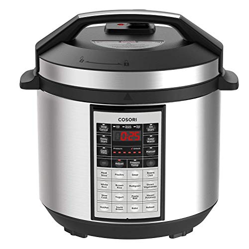 COSORI Electric Pressure Cooker 6 Qt 8-in-1 Instant Stainless Steel Pot 16 Program Slow Cooker Rice Cooker Steamer and More with Extra Glass Lid and Sealing Ring 2-Year Warranty Renewed