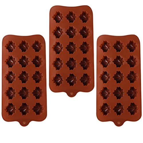 jojofuny 3pcs Maple Leaf Candy Mold Silicone Thankgiving Chocolate Mold for Thanksgiving Fall Party DIY Candy Chocolates Cake Soap Candle (Random Color)