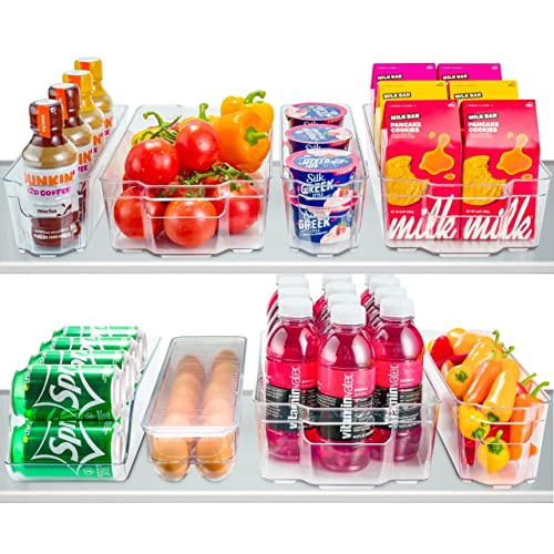 Set Of 8 Refrigerator Pantry Organizer Bins  Clear Food Storage Baskets for Kitchen Countertops Cabinets Fridge Freezer Bedrooms Bathrooms  Stackable Plastic Household Storage Containers