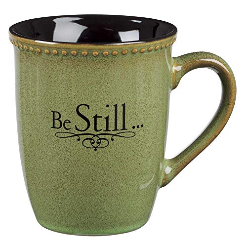 Christian Art Gifts Sage Green Stoneware CoffeeTea Mug  Be Still  Psalm 4610 Bible Verse  Inspirational CoffeeTea Cup for Men and Women 13 Ounce
