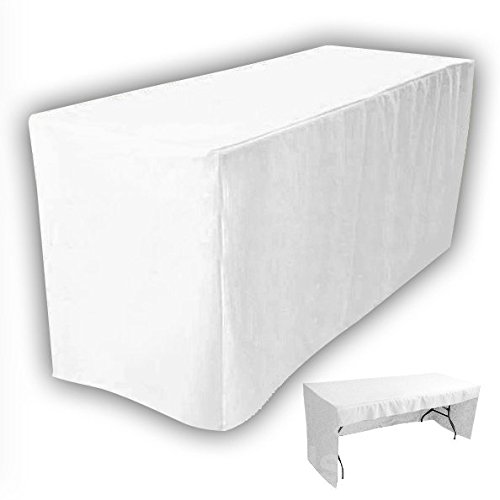4LESS 8 Fitted Tablecloth Table Cover Trade Show Event Open Back Side  3 Sided White