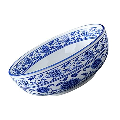 Luxshiny Blue White Porcelain Bowl Chinese Ceramic Bowl Asian Bowl Serving Bowls for Noodle Soup Salad Pasta Rice Porridge Fruits Udon Soba Phos 8inch