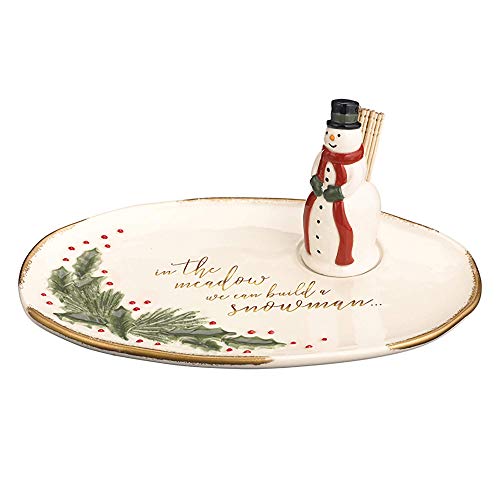 Grasslands Road Snowman Oval Dish with Toothpick Holder