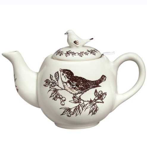 J Willfred Brown Bird Toile Teapot with Strainer by Andrea by Sadek J Willfred