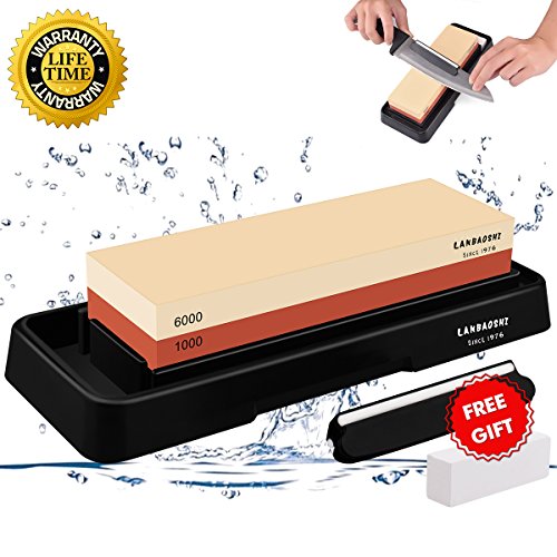 Knife Sharpening Stone Kit 2 Side Grit Whetstone 10006000 Chef Knife Sharpener Stone Waterstone with Nonslip and Mold proof Base Angle Guide Fixer Stone
