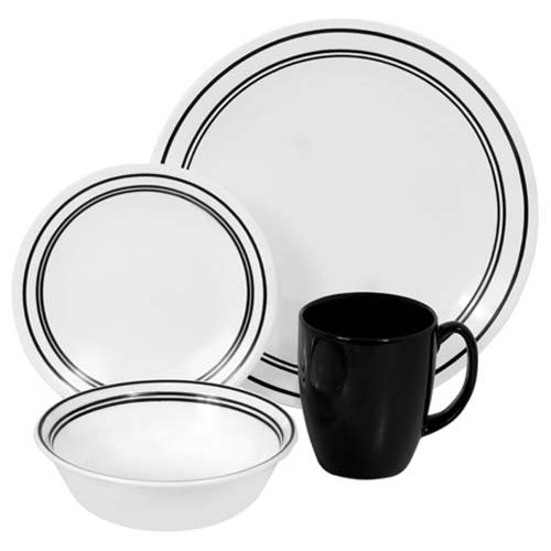 Corelle Livingware 16-piece Dinnerware Set,classic Cafe Black, Service For 4